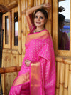 Banarasee Handwoven Semi Silk Saree With Zari Jaal Design-Pink