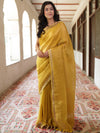 Banarasee Handloom Linen By Tissue Metallic Shine Saree-Golden Yellow