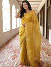 Banarasee Handloom Linen By Tissue Metallic Shine Saree-Golden Yellow