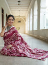 Bhagalpur Handloom Pure Linen Cotton Batik Pattern Saree-Magenta