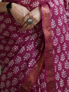 Bhagalpur Handloom Pure Linen Cotton Batik Pattern Saree-Magenta