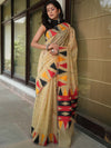 Banarasee Semi Georgette Saree With Resham Work-Beige
