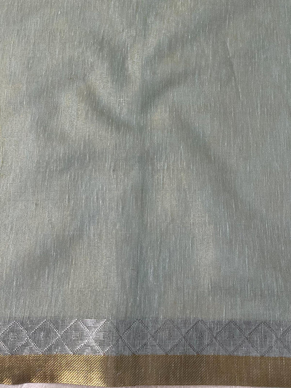 Banarasee Linen Tissue Sona Rupa Zari Work Saree-Blue