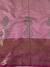 Banarasee Contrast Border Big Buta Tissue Saree-Green & Pink