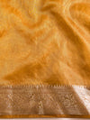 Banarasee Handwoven Striped Tissue Saree-Yellow
