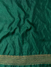 Banarasee Semi-Chiffon Saree With Antique Gold Zari Work-Green