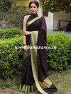 Banarasee Chanderi Cotton Zari Border Embroidered Saree-Black