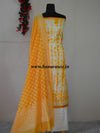 Banarasee Shibori Dyed Chanderi Salwar Kameez Fabric With Contrast Dupatta-Off White