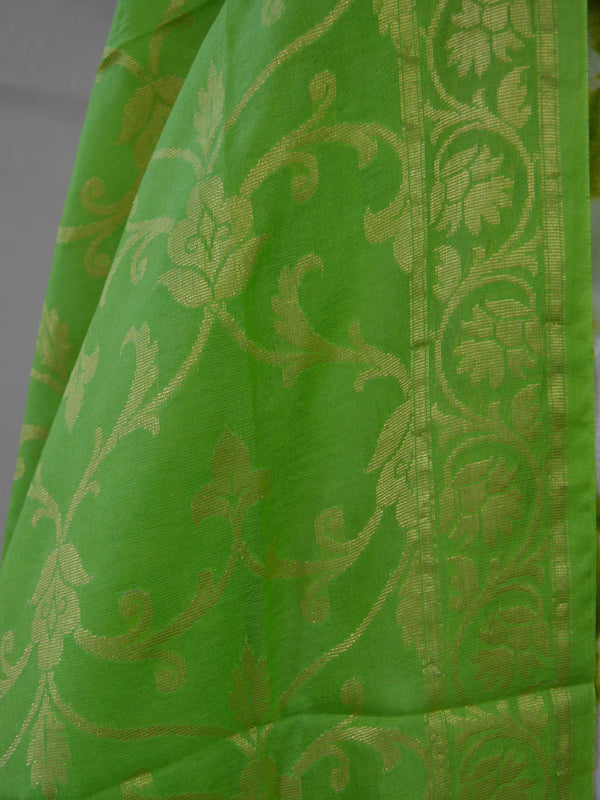 Banarasee Shibori Dyed Chanderi Salwar Kameez Fabric With Contrast Dupatta-Off White