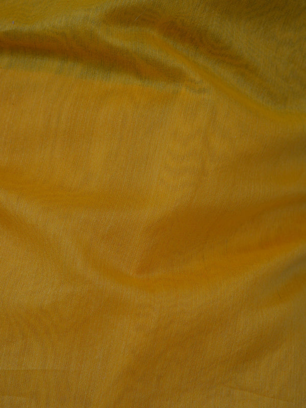 Banarasi Chanderi Cotton Salwar Kameez Fabric With Contrast Pink Dupatta-Yellow