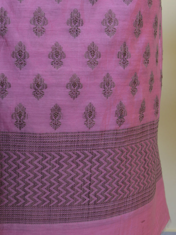 Banarasee Salwar Kameez Cotton Silk With Resham Buti Fabric & Green Dupatta-Pink