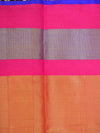 Banarasee Handloom Silk Cotton Saree With Zari Buti & Contrast Floral Border-Green