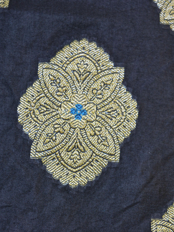 Banarasee Salwar Kameez Glossy Semi Silk Zari & Meena Buta Work Fabric-Black