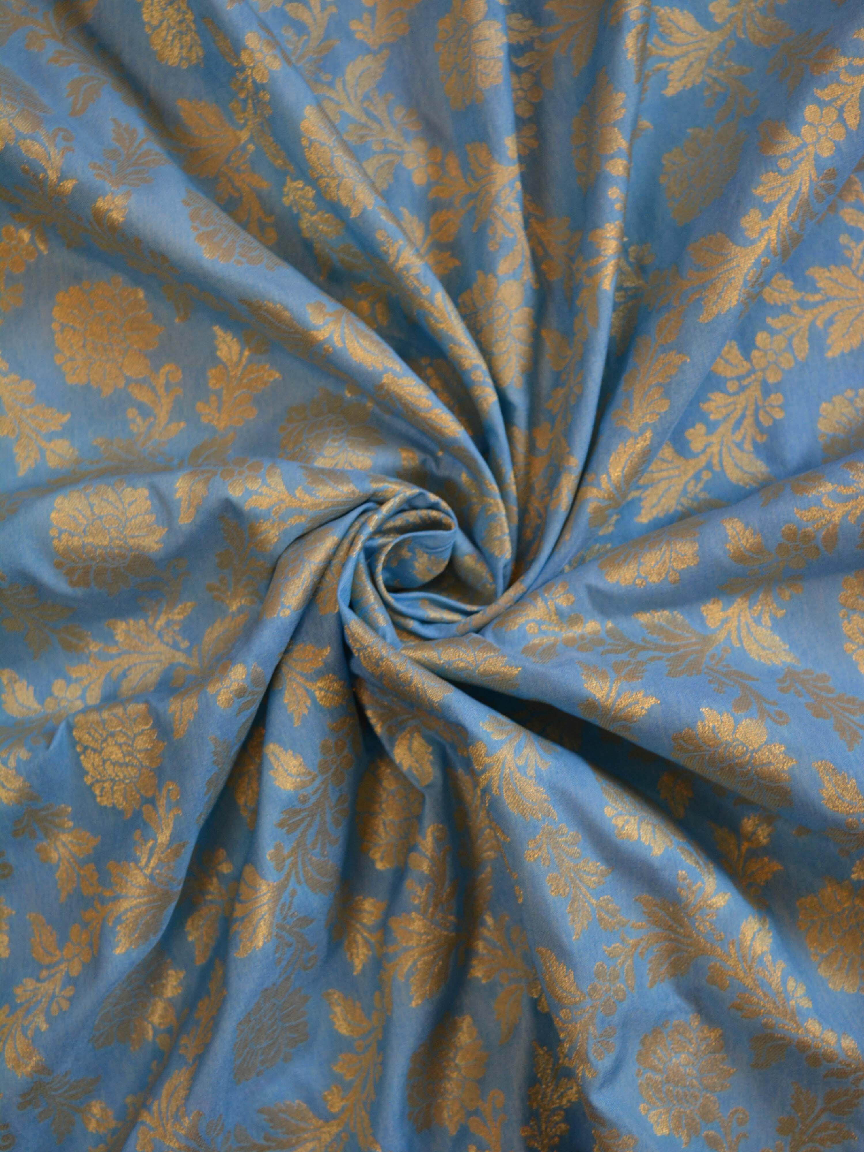 Banarasee Salwar Kameez Semi Silk Zari Jaal Work Fabric & Wine Dupatta-Powder Blue