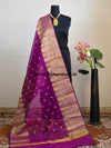Banarasee Cotton Silk With Resham Woven Broad Border Dupatta-Purple