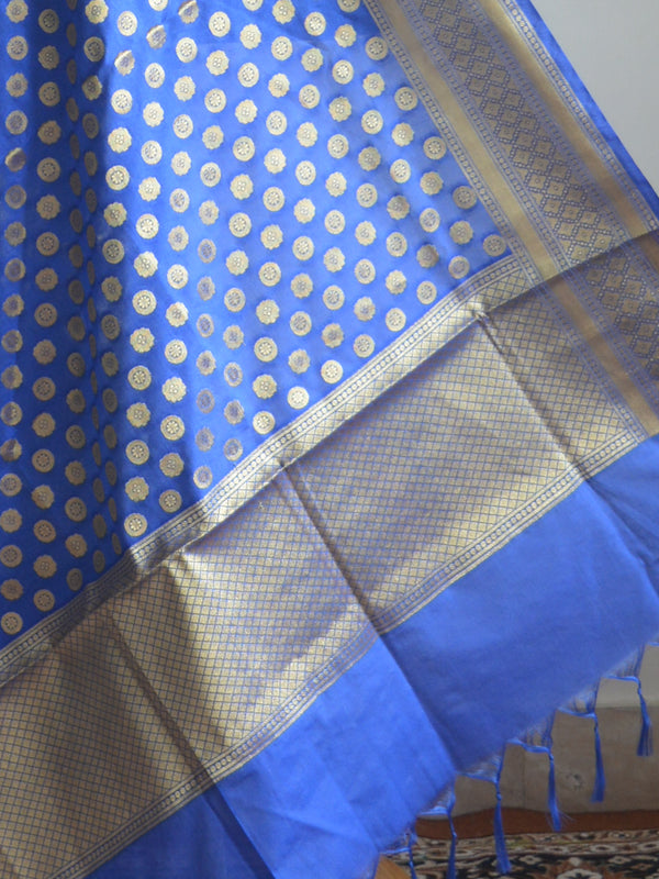 Art Silk Dupatta Small Buti Design-Blue