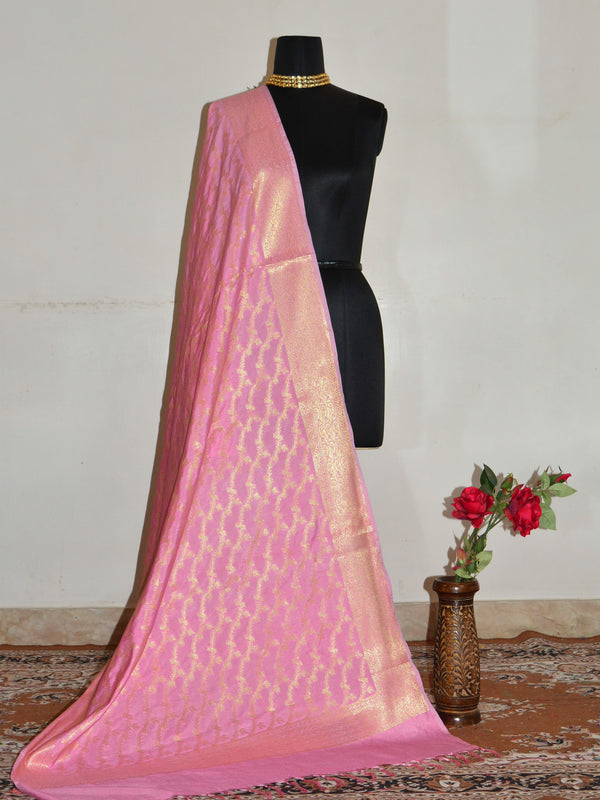 Banarasee Art Silk Dupatta Jaal Design-Baby Pink