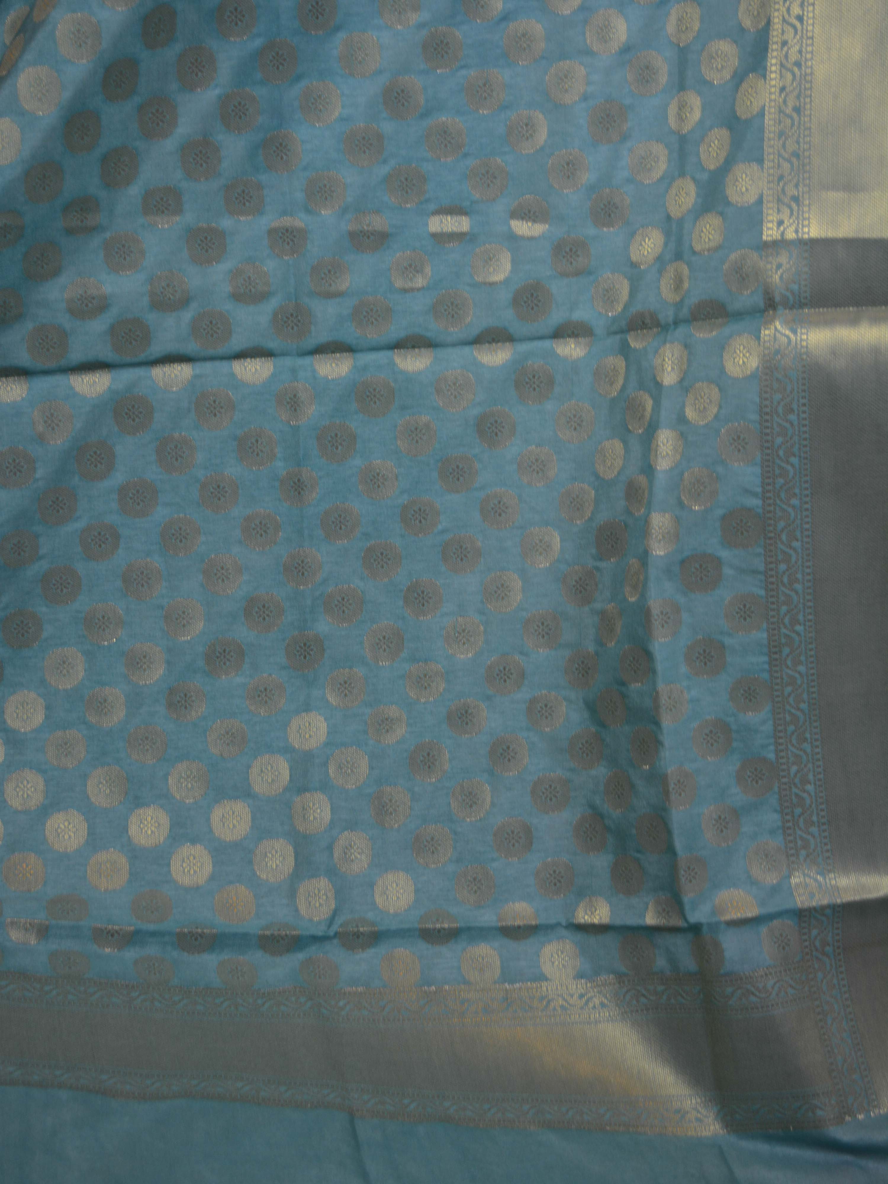 Banarasee Art Silk Dupatta Small Buti Design-Pastel Blue