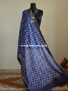 Banarasee Cotton Silk Resham Work Dupatta-Deep Blue