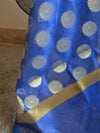 Banarasee Cotton Silk Gold Zari Big Buta Dupatta-Royal Blue