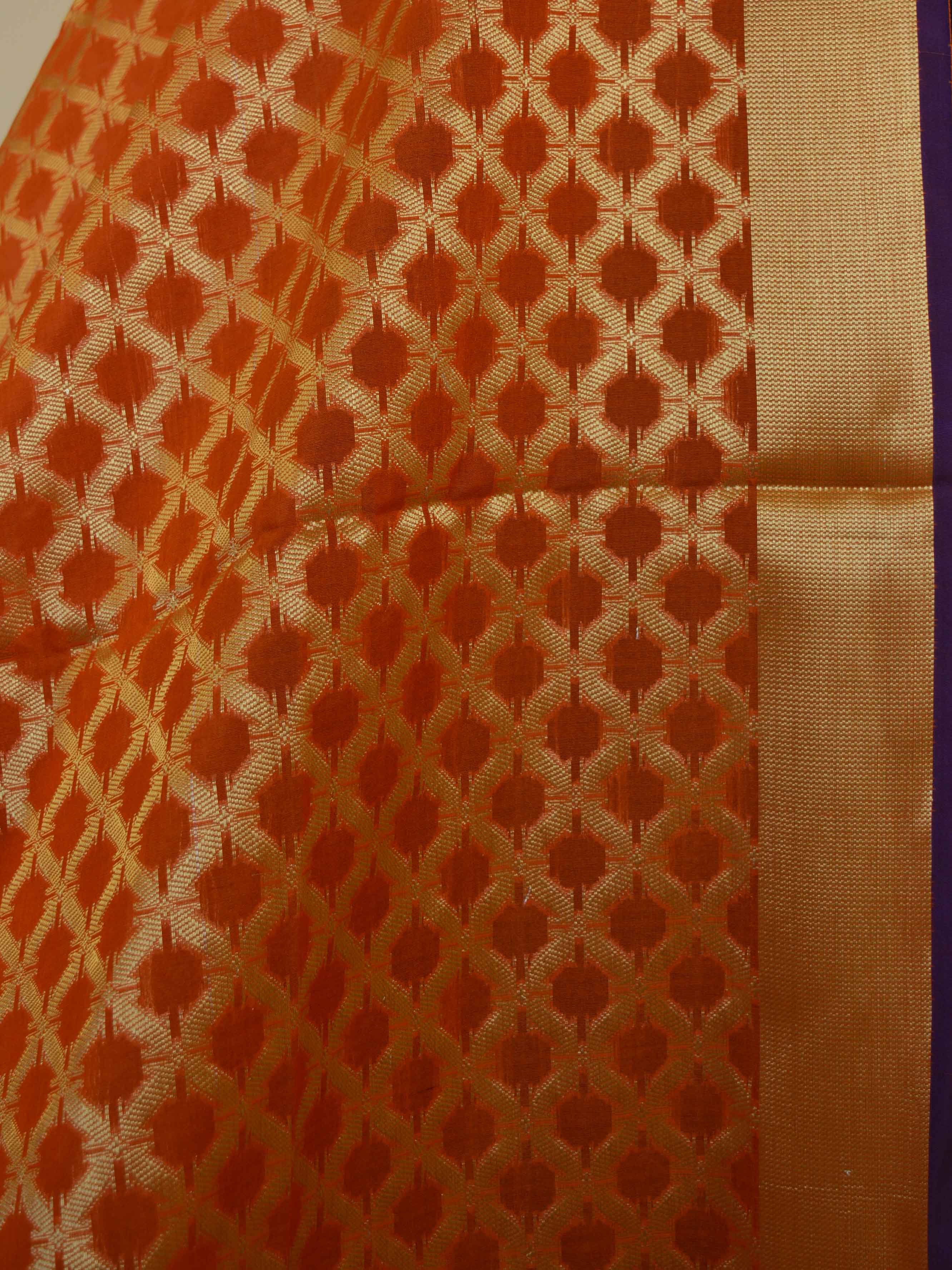 Banarasee Art Silk Dupatta Jaal Design-Orange