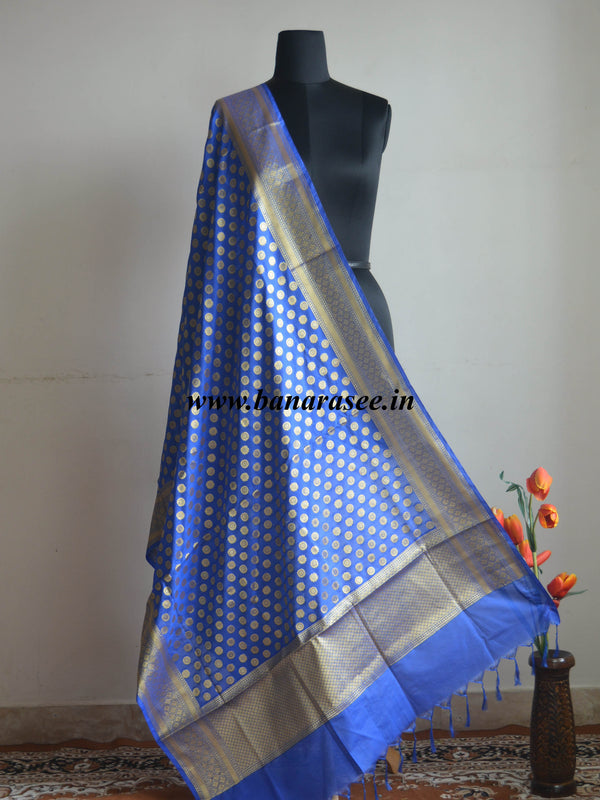 Art Silk Dupatta Small Buti Design-Blue