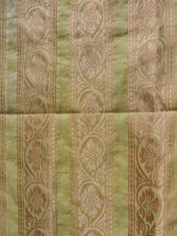 Banarasee Handwoven Art Silk Unstitched Lehenga & Blouse Fabric With Net Dupatta-Lemon Yellow
