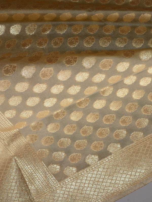 Banarasee Art Silk Dupatta Small Buti Design-Beige