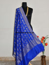 Banarasee Handloom Pure Muga Silk Zari Woven Text-"Kashi Se Banaras" Dupatta-Blue