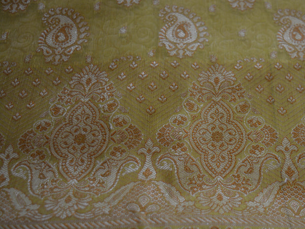 Banarasee/Banarasi Salwar Kameez Cotton Silk Resham Woven Fabric-Yellow