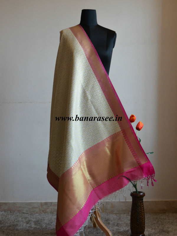 Banarasee Art Silk Dupatta Jaal Design-White