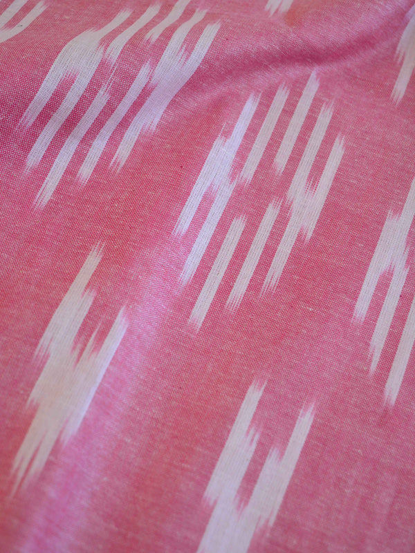 Bhagalpuri Pure Ikkat Kameez With White Linen Dupatta-Pink