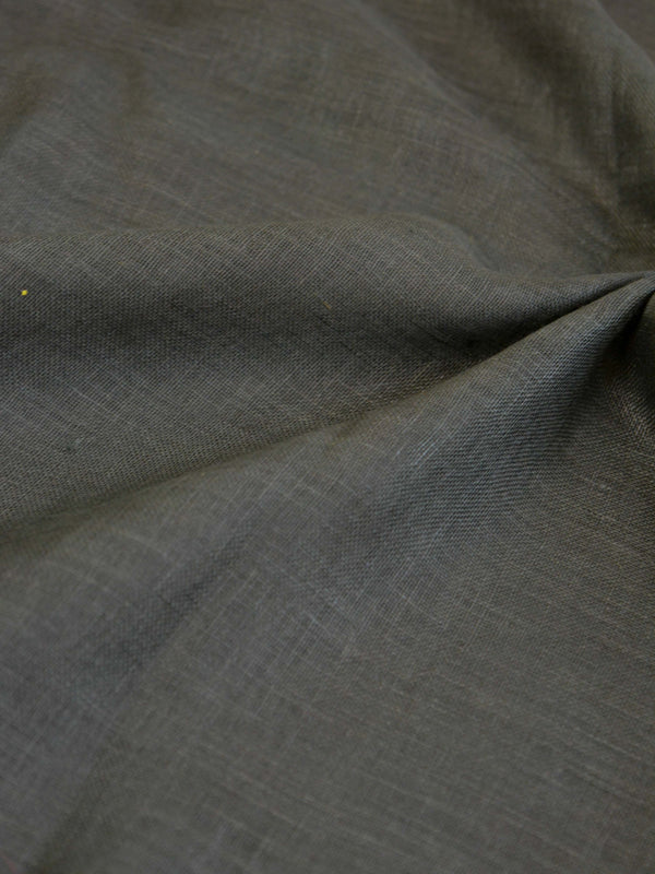 Banarasee Handloom Pure Linen Saree With Pink Brocade Blouse-Black