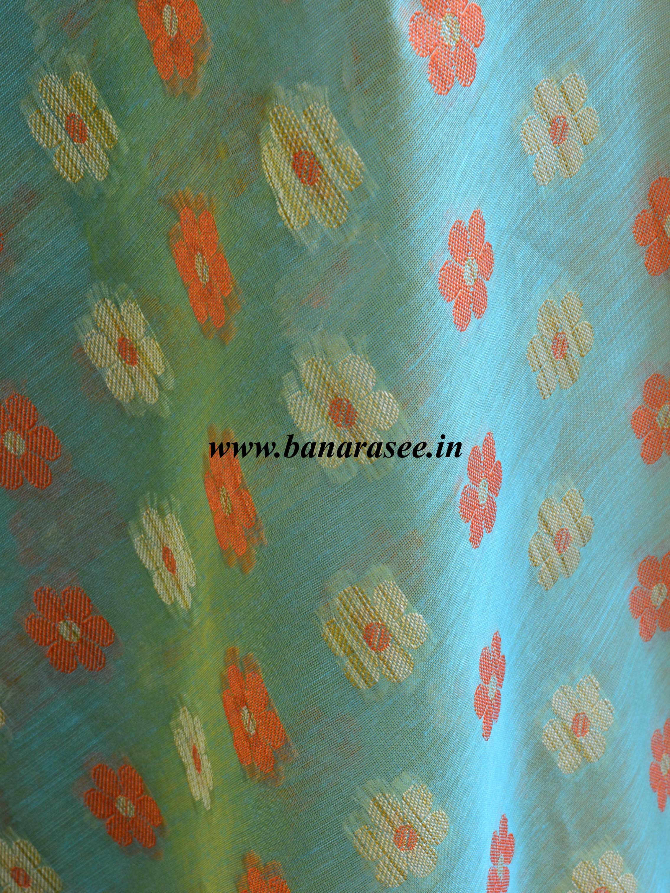 Banarasee Cotton Silk Resham Work Dupatta-Blue