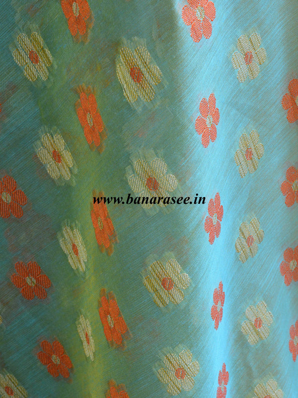 Banarasee Cotton Silk Resham Work Dupatta-Blue