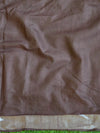 Bhagalpur Handloom Pure Linen Cotton Resham Embroidered Saree-Brown