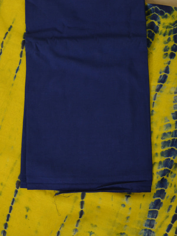 Banarasee Shibori Dyed Chanderi Salwar Kameez Fabric With Contrast Dupatta-Blue & Yellow
