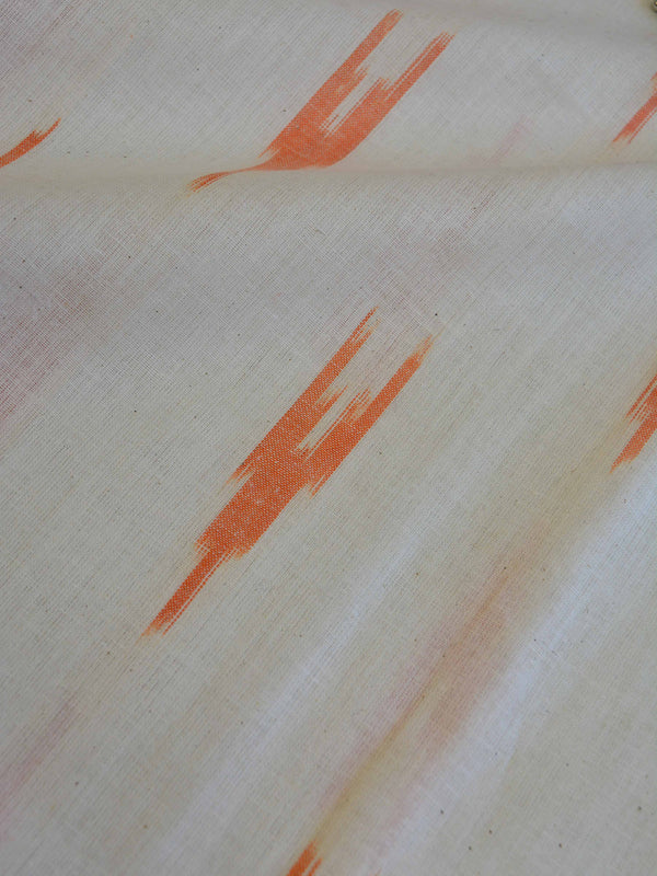 Bhagalpuri Pure Ikkat Kameez With Wine Linen Dupatta-White