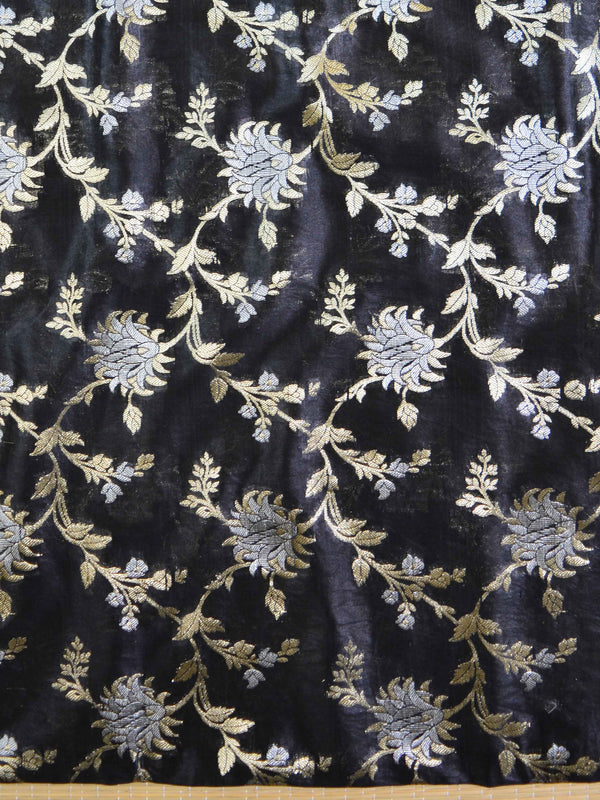 Banarasee Salwar Kameez Glossy Cotton Silk Silver Woven Buti Fabric-Black & Pink
