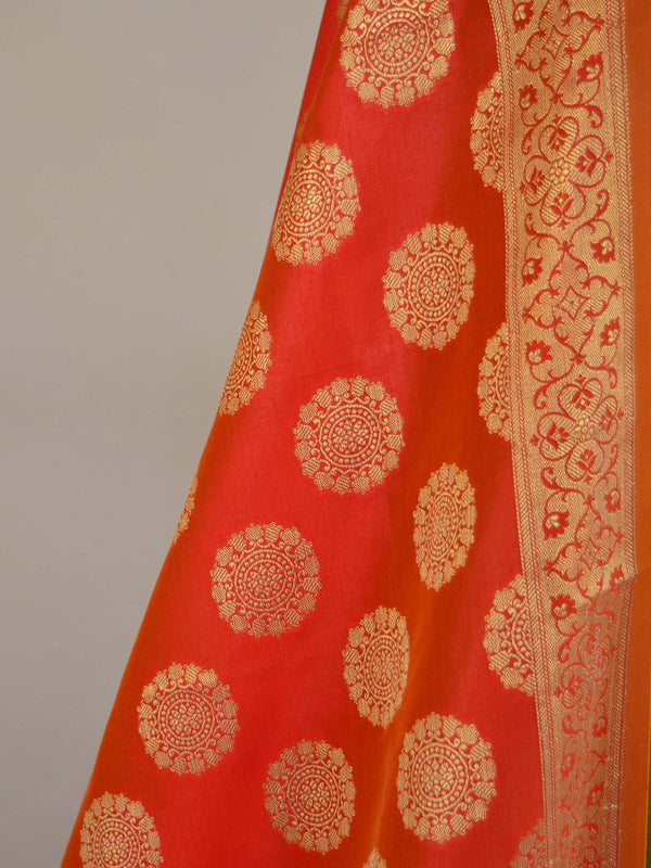 Banarasee Handwoven Brocade Salwar Kameez Fabric With Chanderi Cotton Dupatta-Green