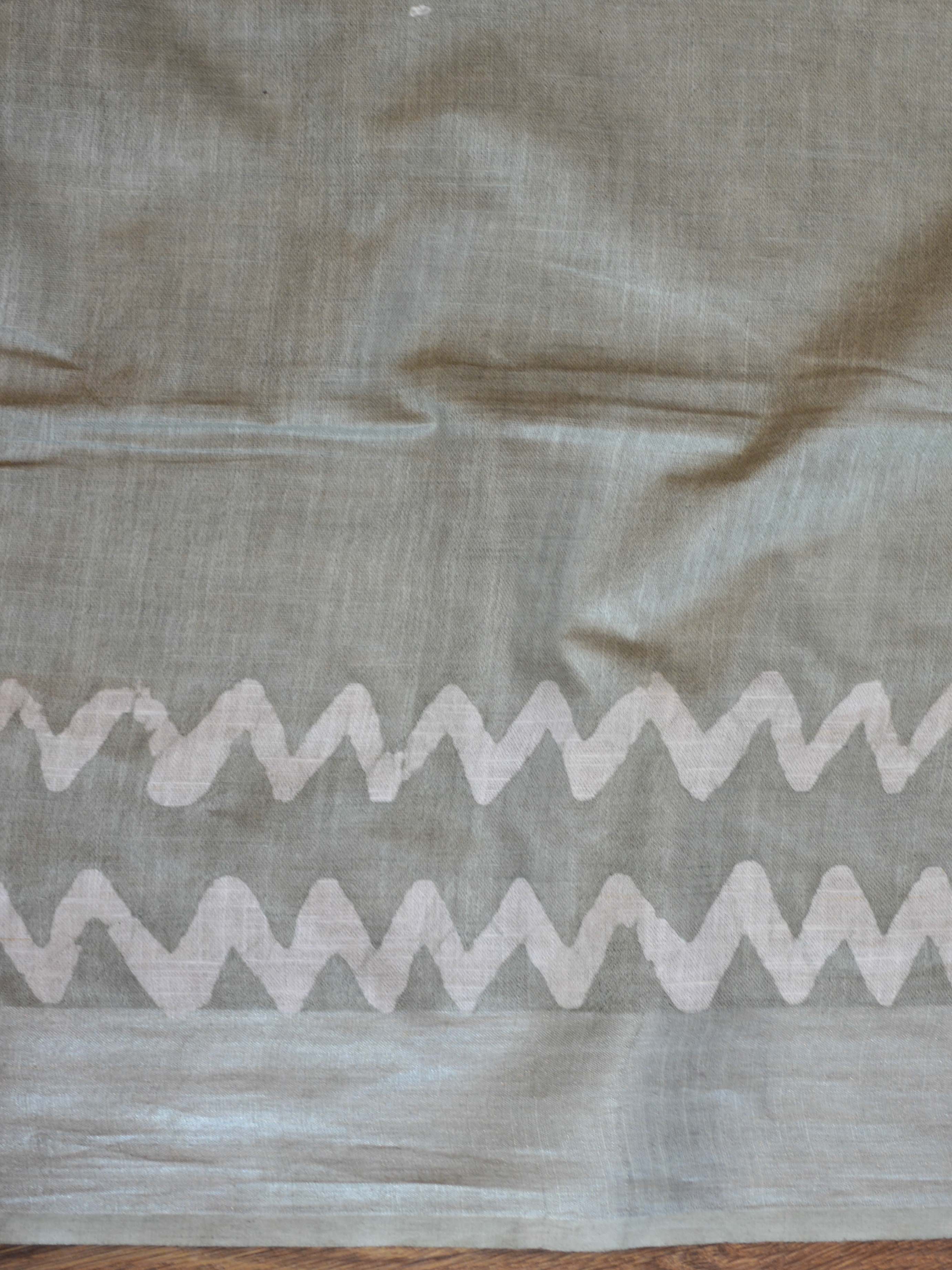Bhagalpur Handloom Pure Linen Cotton Hand-Dyed Batik Pattern Saree-Grey