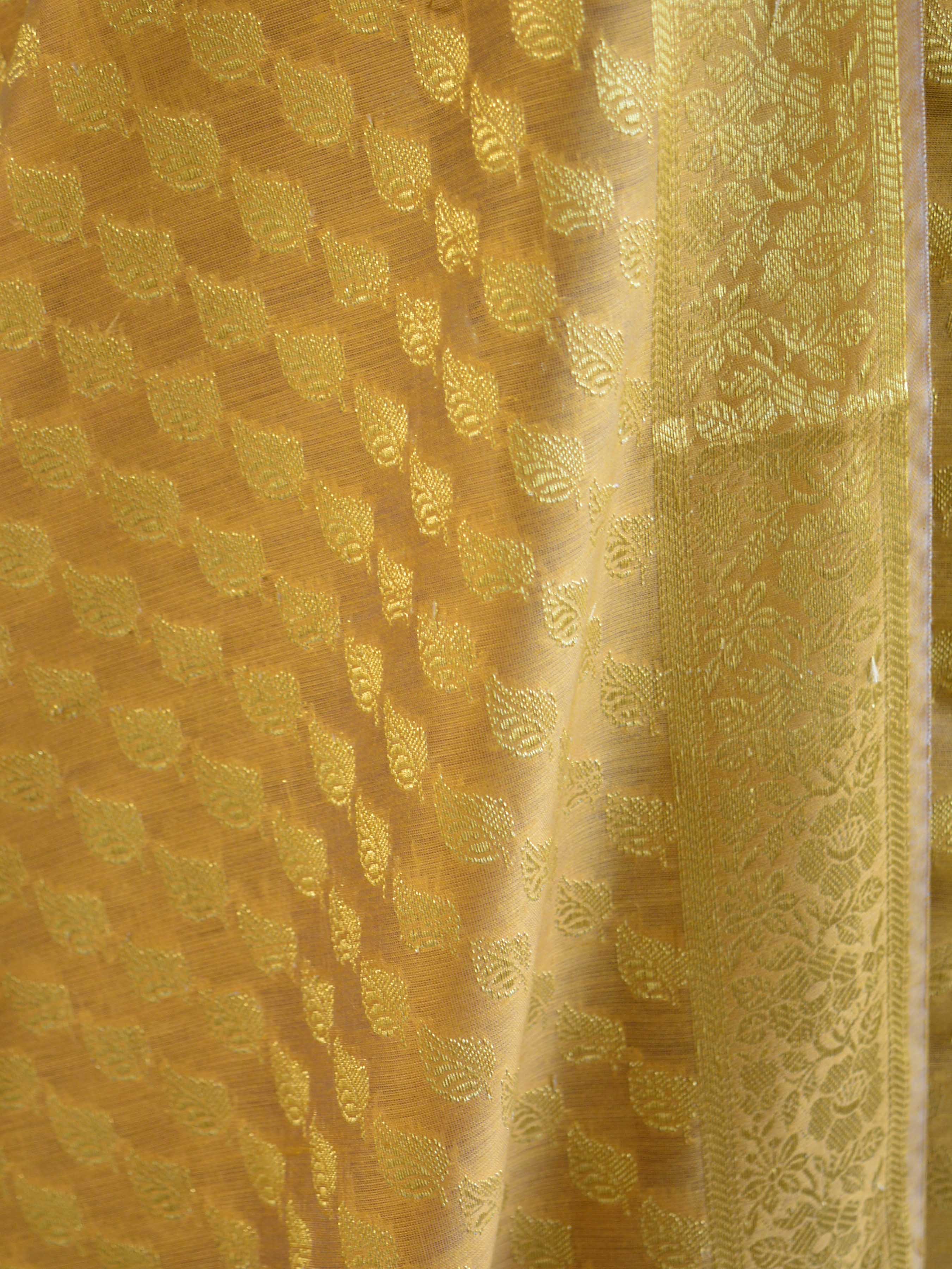 Banarasee Salwar Kameez Cotton Silk Gold Zari Buti Woven Fabric-Beige