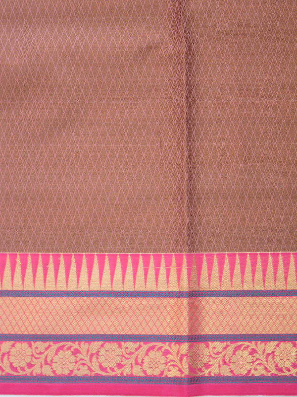 Banarasee Organza Mix Saree With Multicolor Floral Buta & Zari Border-Pink