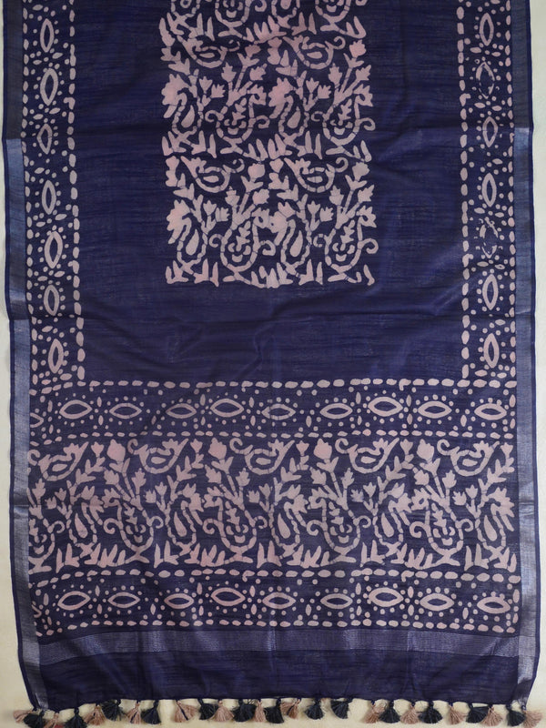 Bhagalpur Linen Cotton Dupatta-Deep Blue