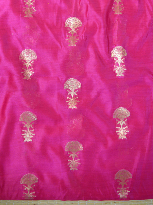 Banarasee Pure Chanderi Silk Zari Buti Salwar Kameez Set-Pink & Orange