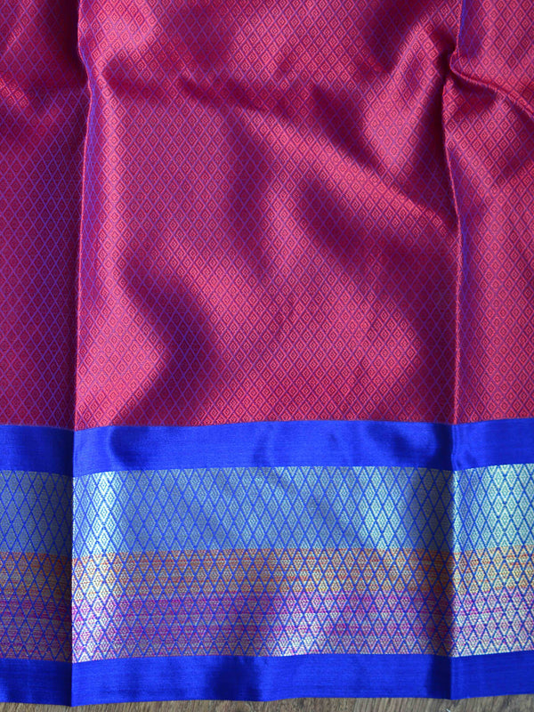 Banarasee Kora Muslin Saree With Skirt Border-Pink