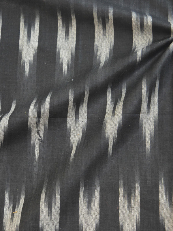 Bhagalpuri Pure Ikkat Kameez With White Linen Dupatta-Black