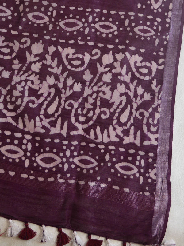 Bhagalpur Linen Cotton Dupatta-Purple