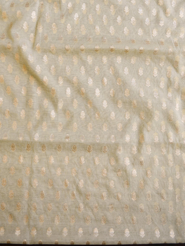 Banarasee Chanderi Cotton Zari Buti Salwar Kameez Fabric With Digital Print Dupatta-Yellow