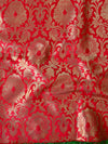 Handwoven Pure Kota Silk Sari With Zari Border & Pure Brocade Blouse-Red